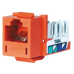 HUBBELL WIRING DEVICE-KELLEMS HXJ5EOR24 Telephone/Data Jack, Cat 5E, Orange, 24 Pk | CE6NUW