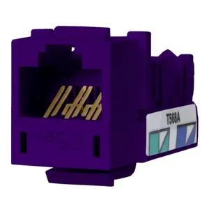 HUBBELL WIRING DEVICE-KELLEMS HXJ5EP24 Telephone/Data Jack, Cat 5E, Purple, 24 Pk | CE6NUZ