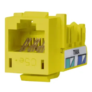 HUBBELL WIRING DEVICE-KELLEMS HXJ5EY24 Telephone/Data Jack, Cat 5E, Yellow, 24 Pk | CE6NVF