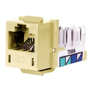 HUBBELL WIRING DEVICE-KELLEMS HXJ6EI24 Telephone/Data Jack, Cat6, Electric Ivory, 24 Pk | CE6NVM