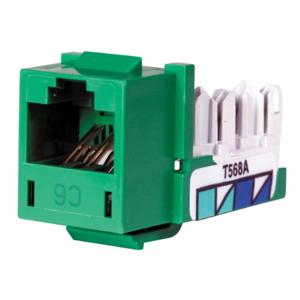 HUBBELL WIRING DEVICE-KELLEMS HXJ6GN24 Telephone/Data Jack, Cat 6, Green, 24 Pk | CE6NVQ