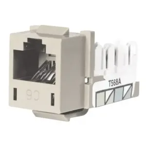 HUBBELL WIRING DEVICE-KELLEMS HXJ6OW24 Telephone/Data Jack, Cat 6, Office White, 24 Pk | CE6NVX