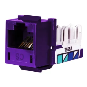 HUBBELL WIRING DEVICE-KELLEMS HXJ6P24 Telephone/Data Jack, Cat 6, Purple, 24 Pk | CE6NVY