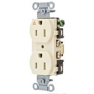 HUBBELL WIRING DEVICE-KELLEMS IG15CRLA Straight Receptacle, Duplex, 15A 125V, Side Wired, Light Almond | BC9RWE