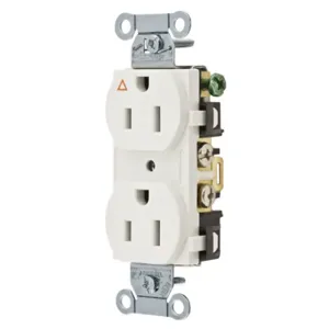 HUBBELL WIRING DEVICE-KELLEMS IG15CRWHI Straight Receptacle, Duplex, 15A 125V, Side Wired, White | AD7HWU 4ENH7