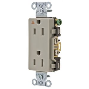 HUBBELL WIRING DEVICE-KELLEMS IG15DRGRY Straight Receptacle, Duplex, Smooth Face, 15A 125V, Back And Side Wired, Gray | AD7HWX 4ENJ1
