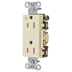 HUBBELL WIRING DEVICE-KELLEMS IG15DRI Straight Receptacle, Duplex, Smooth Face, 15A 125V, Back And Side Wired, Ivory | AD7HWY 4ENJ2