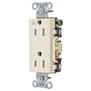 HUBBELL WIRING DEVICE-KELLEMS IG15DRLA Straight Receptacle, Duplex, 15A 125V, Back And Side Wired, Light Almond | BC7PTA