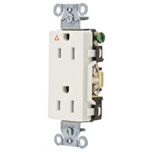 HUBBELL WIRING DEVICE-KELLEMS IG15DRW Receptacle, Decorator Duplex, Corrosion Resistant, 15A, 125V, 2-Pole, White | AD7HWZ 4ENJ4