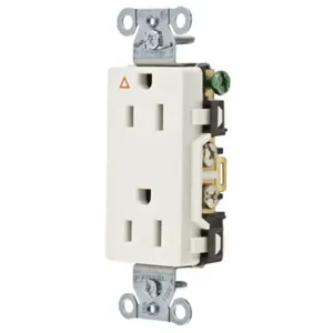 HUBBELL WIRING DEVICE-KELLEMS IG15DRW Receptacle, Decorator Duplex, Corrosion Resistant, 15A, 125V, 2-Pole, White | AD7HWZ 4ENJ4