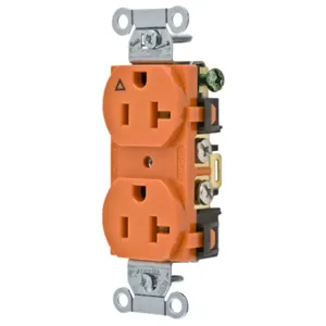 HUBBELL WIRING DEVICE-KELLEMS IG20CR Straight Receptacle, Duplex, 20A 125V, Side Wired, Orange | AD7HXA 4ENJ5