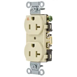 HUBBELL WIRING DEVICE-KELLEMS IG20CRI Straight Receptacle, Duplex, 20A 125V, Side Wired, Ivory | AD7PJQ 4FTW6