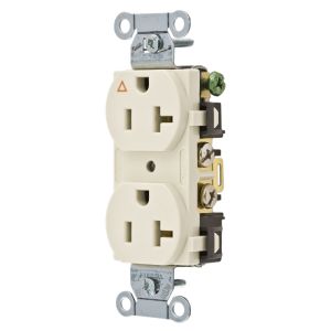 HUBBELL WIRING DEVICE-KELLEMS IG20CRLA Straight Receptacle, Duplex, 20A 125V, Side Wired, Light Almond | AD7PJR 4FTW7