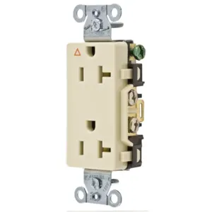 HUBBELL WIRING DEVICE-KELLEMS IG20DRI Straight Receptacle, Duplex, Smooth Face, 20A 125V, Back And Side Wired, Ivory | AD7PJU 4FTX3