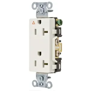 HUBBELL WIRING DEVICE-KELLEMS IG20DRWHI Straight Receptacle, Duplex, Smooth Face, 20A 125V, Back And Side Wired, White | AD7PJV 4FTX5