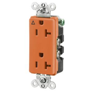 HUBBELL WIRING DEVICE-KELLEMS IG2162 Straight Receptacle, Duplex, Isolated Ground, 20A 125V, Orange, 1 Pk | BD2PXC