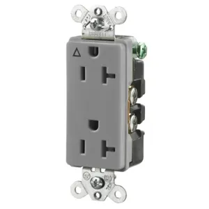 HUBBELL WIRING DEVICE-KELLEMS IG2162GY Straight Receptacle, Duplex, Isolated Ground, 20A 125V, Gray, 1 Pk | BD3MWK