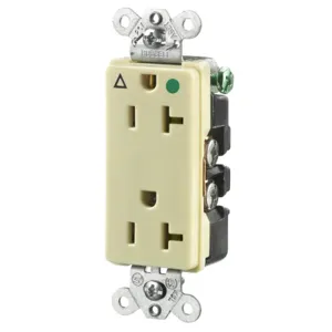 HUBBELL WIRING DEVICE-KELLEMS IG2182I Receptacle, Duplex, Isolated Ground, 2-Pole, 3-Wire Grounding, 20A, 125V, Ivory | AF7LFM 21VL16