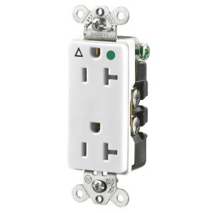 HUBBELL WIRING DEVICE-KELLEMS IG2182WA Receptacle, Duplex, Isolated Ground, 2-Pole, 3-Wire Grounding, 20A, 125V, White | AD7ARK 4D314
