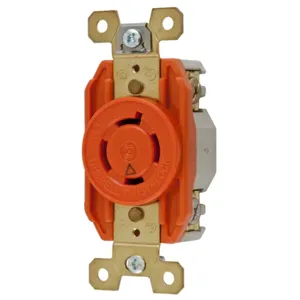 HUBBELL WIRING DEVICE-KELLEMS IG2410 Single Flush Receptacle, 20A, 125/250V, 3-Pole, 4-Wire Grounding | BC8TPU