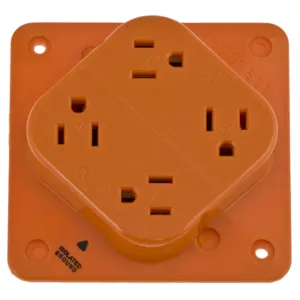 HUBBELL WIRING DEVICE-KELLEMS IG415 Straight Blade Receptacle, Ig, 4-Plex, 2-P 3-W, 15A 125V, 5-15R, Orange | AE7ZJW 6C652