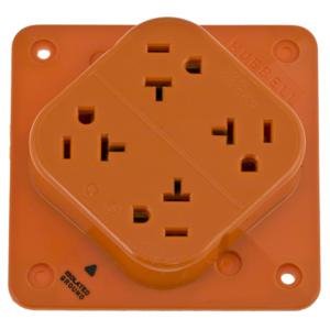 HUBBELL WIRING DEVICE-KELLEMS IG420 Straight Blade Receptacle, Ig, 4-Plex, 2-P 3-W, 20A 125V, 5-20R, Orange | BC8BZW