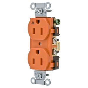 HUBBELL WIRING DEVICE-KELLEMS IG5252 Straight Receptacle, Duplex, Isolated Ground, 15A 125V, Orange, 1 Pk | BC9AHC