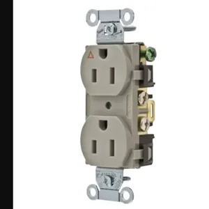 HUBBELL WIRING DEVICE-KELLEMS IG5252GY Straight Receptacle, Duplex, Isolated Ground, 15A 125V, Gray, 1 Pk | BD4UVU