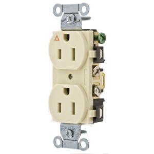 HUBBELL WIRING DEVICE-KELLEMS IG5252I Straight Receptacle, Duplex, Isolated Ground, 15A 125V, Ivory, 1 Pk | BC9AHD