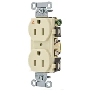 HUBBELL WIRING DEVICE-KELLEMS IG5252I Straight Receptacle, Duplex, Isolated Ground, 15A 125V, Ivory, 1 Pk | BC9AHD