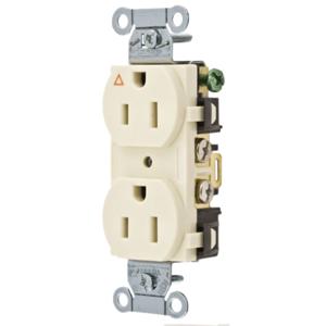 HUBBELL WIRING DEVICE-KELLEMS IG5252LA Straight Receptacle, Duplex, Isolated Ground, 15A 125V, Light Almond | CE6QWF