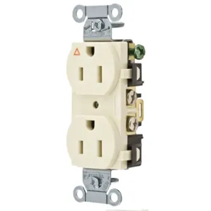 HUBBELL WIRING DEVICE-KELLEMS IG5252LA Straight Receptacle, Duplex, Isolated Ground, 15A 125V, Light Almond | CE6QWF