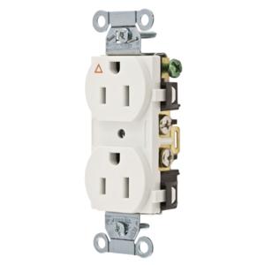 HUBBELL WIRING DEVICE-KELLEMS IG5252W Straight Receptacle, Duplex, Isolated Ground, 15A 125V, White | BD4DQQ