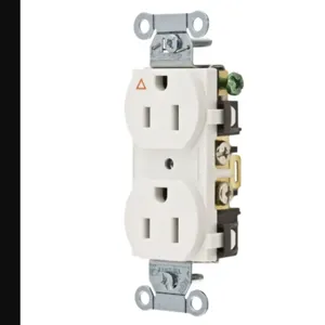 HUBBELL WIRING DEVICE-KELLEMS IG5252W Straight Receptacle, Duplex, Isolated Ground, 15A 125V, White | BD4DQQ