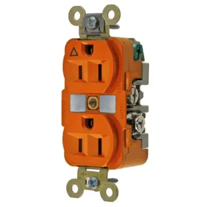 HUBBELL WIRING DEVICE-KELLEMS IG5262 Straight Receptacle, Duplex, Isolated Ground, 15A 125V, Orange, 1 Pk | AE2YVR 5A075