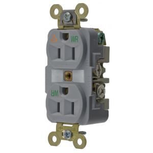HUBBELL WIRING DEVICE-KELLEMS IG5262GYWR Straight Receptacle, Duplex, Isolated Ground, 15A 125V, Gray | BD2TRR