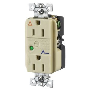 HUBBELL WIRING DEVICE-KELLEMS IG5262ISA Duplex Receptacle, 15A, 125V, Gray, With Light And Alarm | BC8TPV