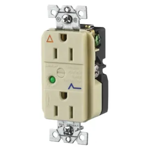 HUBBELL WIRING DEVICE-KELLEMS IG5262ISA Duplex Receptacle, 15A, 125V, Gray, With Light And Alarm | BC8TPV