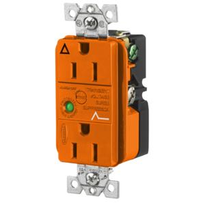 HUBBELL WIRING DEVICE-KELLEMS IG5262OSA Duplex Receptacle, 15A 125V, Orange, With Light And Alarm | BD2AHN