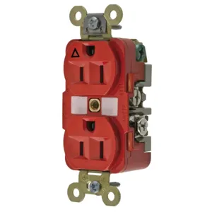 HUBBELL WIRING DEVICE-KELLEMS IG5262R Receptacle, Industrial, Standard Duplex, Flush Mount, 15A, 125V AC, Red | BD2GCA 49YK86