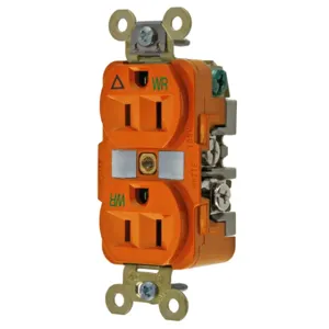 HUBBELL WIRING DEVICE-KELLEMS IG5262WR Straight Receptacle, Duplex, Isolated Ground, 15A 125V, Orange | BC9UPN