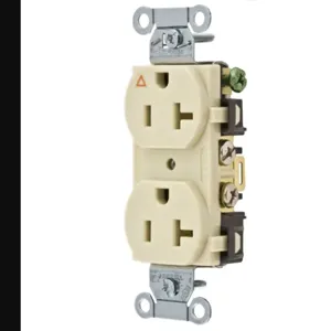 HUBBELL WIRING DEVICE-KELLEMS IG5352I Straight Receptacle, Duplex, 20A 125V, Ivory, Back And Side Wired, 1 Pk | AD7PKA 4FTY6