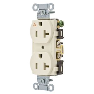 HUBBELL WIRING DEVICE-KELLEMS IG5352LA Straight Receptacle, Duplex, 20A 125V, Light Almond, Back And Side Wired, 1 Pk | AD7PKB 4FTY7