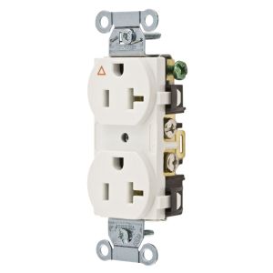 HUBBELL WIRING DEVICE-KELLEMS IG5352W Straight Receptacle, Duplex, 20A 125V, White, Back And Side Wired, 1 Pk | AD7PKC 4FTY8
