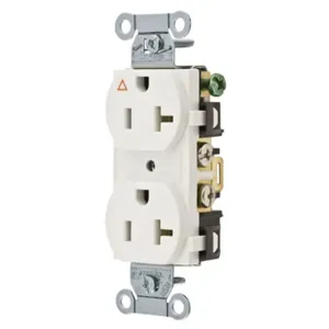 HUBBELL WIRING DEVICE-KELLEMS IG5352W Straight Receptacle, Duplex, 20A 125V, White, Back And Side Wired, 1 Pk | AD7PKC 4FTY8