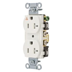 HUBBELL WIRING DEVICE-KELLEMS IG5352WTR Straight Receptacle, Duplex, 20A 125V, Back And Side Wired, White, 1 Pk | BD3YCF