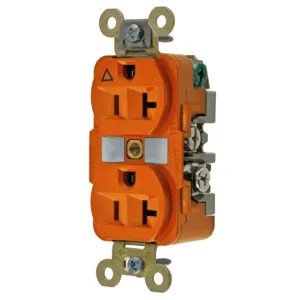 HUBBELL WIRING DEVICE-KELLEMS IG5362 Straight Blade Receptacle, 2-P 3-W Grounding, 20A 125V, 5-20R, Orange, 1 Pk | AE2YWA 5A083