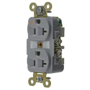 HUBBELL WIRING DEVICE-KELLEMS IG5362GY Straight Blade Receptacle, 2-P 3-W Grounding, 20A 125V, 5-20R, Gray, 1 Pk | BD4UVV