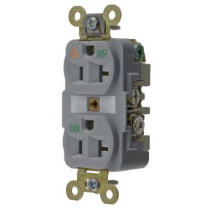 HUBBELL WIRING DEVICE-KELLEMS IG5362GYWR Straight Receptacle, Duplex, Isolated Ground, 20A 125V, Gray | BD3DNJ