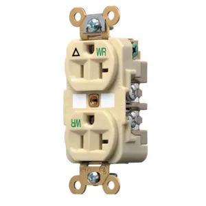 HUBBELL WIRING DEVICE-KELLEMS IG5362IWR Straight Receptacle, Duplex, Isolated Ground, 20A 125V, Ivory | BD2LGR